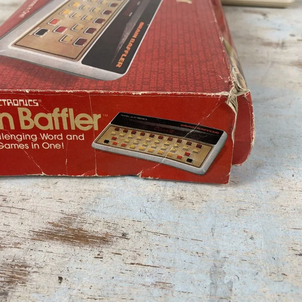 Vintage Mattel Brain Baffler Electronic Handheld Tabletop Game Box & Instruction
